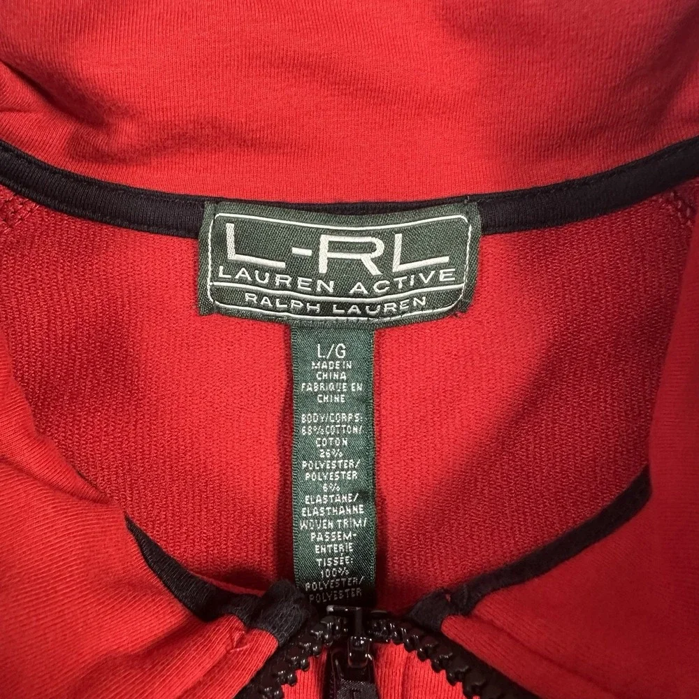 Ralph Lauren Vest Womens L Red Full Zip Sleeveless Cargo Pockets Golf Active‎